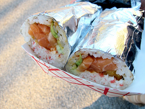 Jogasaki Truck Spicy Salmon Sushi Burrito. Flickr@punctuated