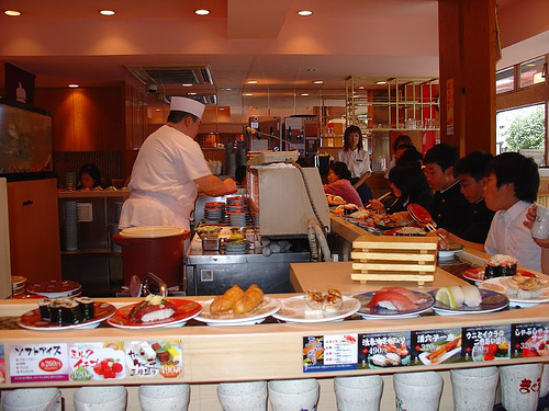 Conveyor Belt Sushi by amanderson2, on Flickr