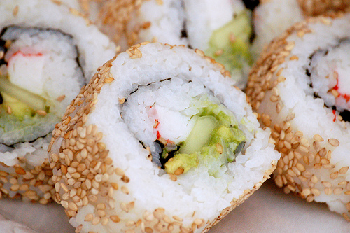 Inside-out California Rolls by ayesamson, on Flickr